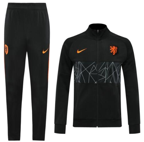 2020 Netherlands Black Training Jacket Tracksuit with Pants